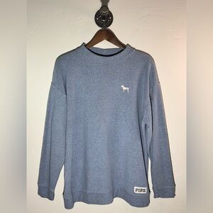 PINK Victoria's Secret Blue Terry Cloth Crewneck Sweatshirt Size‎ Large